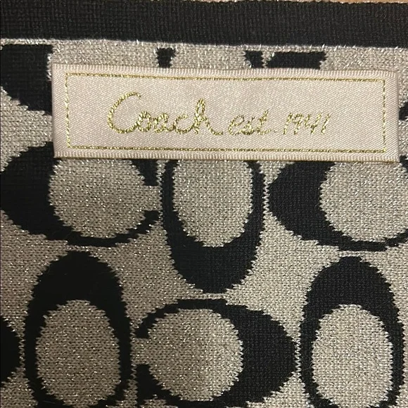 Coach Black and Silver Sparkle Reversible Signature Scarf - Picture 2 of 3